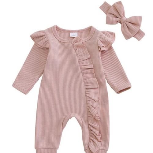 Ruffle Waffle Onesie with Headband
