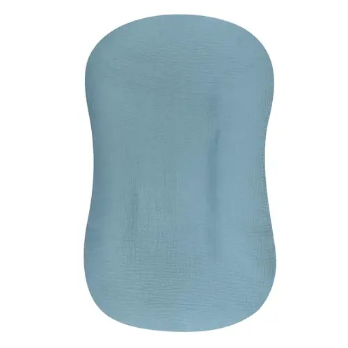 Muslin Baby Lounger Cover Soft Organic Cotton Slipcover Fits Newborn Lounger for Baby Boys and Girls (Blue)