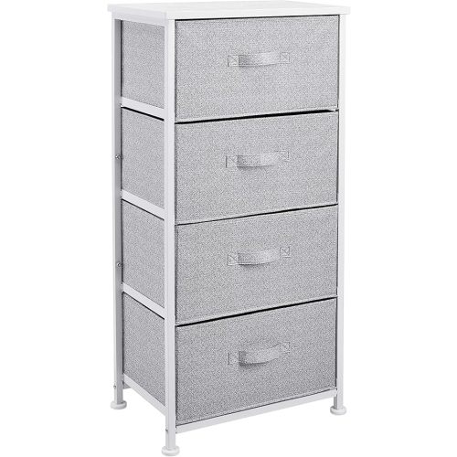 Amazon Basics Fabric 4-Drawer Storage Organizer Unit for Closet, White