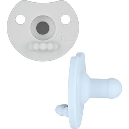 Ryan & Rose Cutie PAT Pacifier Teether (Light, Blue/Grey (2 Pack))