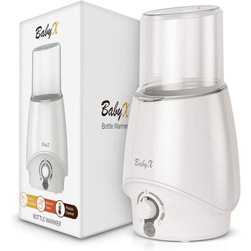 BabyX Fast Bottle Warmer for Breastmilk, Infant Formula, Baby Food Heater Quickly Warm and Sterilizer, Sanitize Pacifiers and Fits Most Bottle Size [Built-in Smart Temp. Controller]