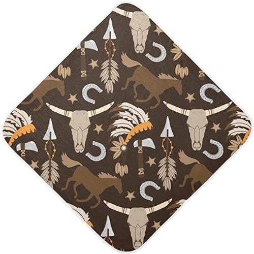 Western Cow Horse Hooded Baby Towels Absorbent Soft Muslin Baby Bath Towel 35" x 35" Newborn Wash Wipes