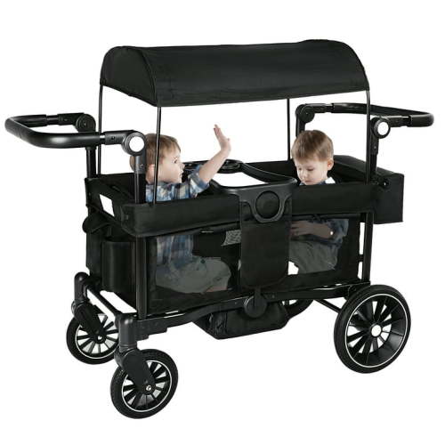 AILEEKISS Wagon Stroller for 2 Toddler 6 Months+, Collapsible Stroller Wagon with Canopy, Black