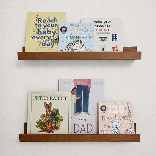 Hampshire Natural Brown Wood Kids Book Ledge Shelf