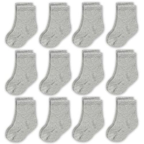 Cozyway Crew Cotton Baby Socks - 12 Pack Stretch Newborn Socks, Baby Socks 0-6 Months, Infant Socks, Gray, 0-6 Months, Unisex