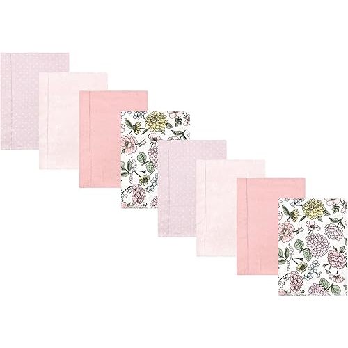 Hudson Baby Cotton Poly Flannel Burp Cloths Multipack, Vintage Blossom 8-Pack, One Size