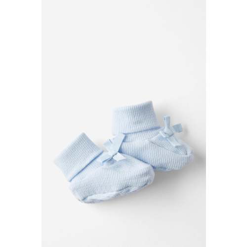 Organic Pointelle Booties - Blue