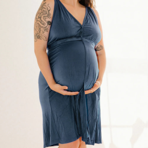 Juliet Labor & Postpartum Gown in Midnight Blue-Limited Time – Lila