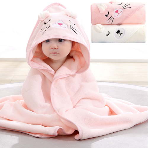 Hooded Baby Towel,2x Soft Bath Towel for Baby, Newborn,Infant - Ultra Absorbent,Natural Baby Stuff Towel, Coral Velvet Coral Fleece Bath Towel for Boys Girls 31.5 X 31.5''