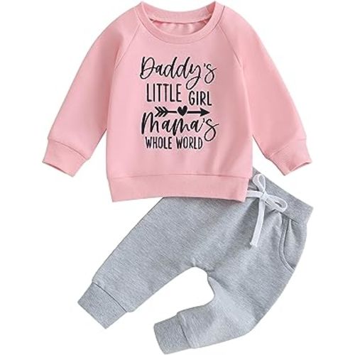 Baby Girl Clothes Daddys Girl Fall Winter Infant Toddler Daddy Mama Saying Outfits Sweater Pants Set