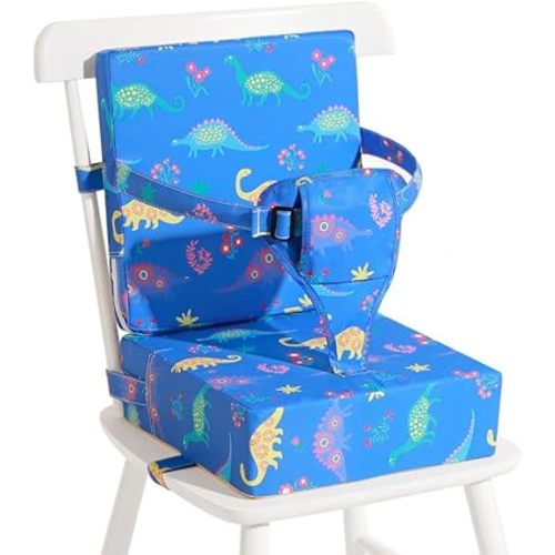 Toddler Booster Seat for Dining Table, Cartoon Booster Seat for Dining Table with Backrest and Adjustable Seat Belts Non-Slip Portable Booster Seat Increasing Cushion for Kid Baby Eating Travel Home