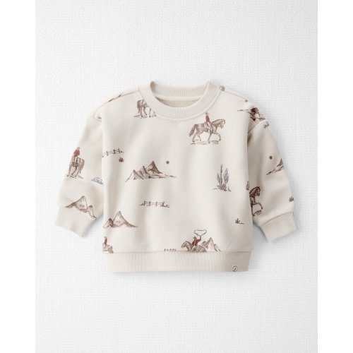 Baby Girl French Terry Sweatshirt Made with Organic Cotton in Western Rodeo Print - Little Planet | Carter's