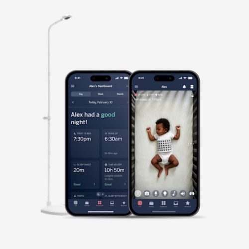 Nanit Pro Smart Baby Monitor & Floor Stand with Breathing Band, New Version - 1080p Wi-Fi Video & Sound Camera, Sleep Coach & Breathing Motion Tracker, 2-Way Audio, iOS and Android Compatible - White