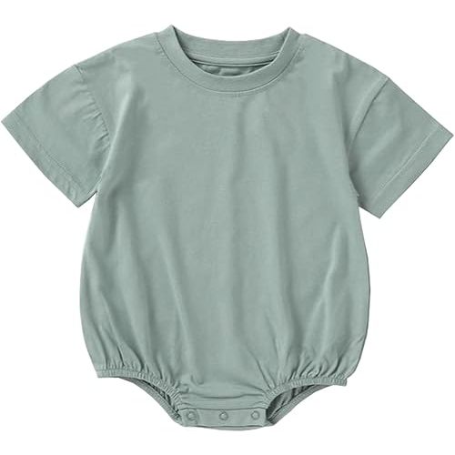 Bafeicao Baby Boy Girl Bubble Romper Organic Cotton Infant Summer Oversized Toddler T-Shirt Bodysuit Short Sleeve