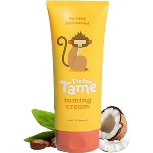T is for Tame - Hair Taming Cream for Kids, All-Natural for Frizz & Flyaways, Coconut Oil, Leave-in Cream for Babies & Toddlers, Straight or Curly