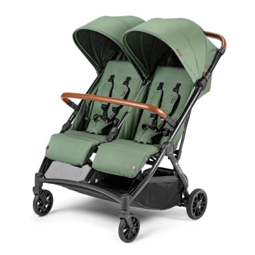 Bombi Bēbee Twin Lightweight Double Stroller – Moss Green