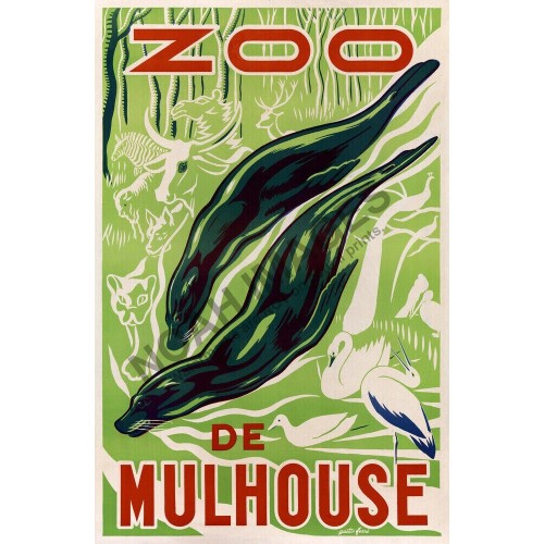 Zoo de Mulhouse Vintage Poster