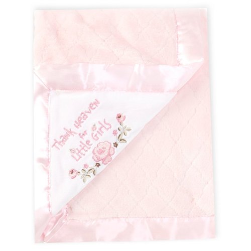 Little Me Baby Girls Double Sided 'Thank Heavens for Little Girls' Satin Trimmed Soft Blanket