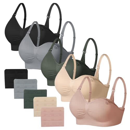 JAMRID Sleeping Nursing Bras for Breastfeeding Maternity Bras for Pregnancy Pumping Bra Underwear with Extra Extenders