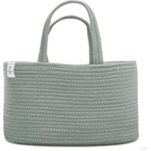 Natemia Rope Diaper Caddy Organizer│Large Portable Nursery Storage Bin and Car Travel Organizer│Tote Bag with Dividers for Diapers & Wipes : Baby