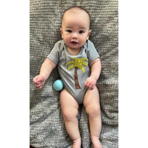 Organic cotton infant bodysuit appliqued with Palm Tree