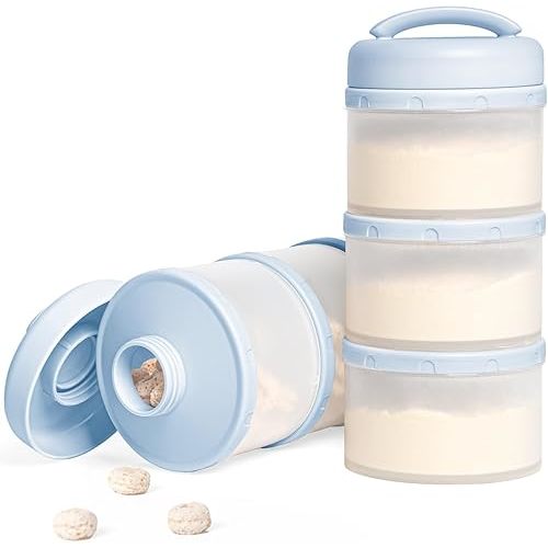 Termichy Stackable Formula Dispenser Portable Milk Powder Container, 2 Pack, Misty Blue