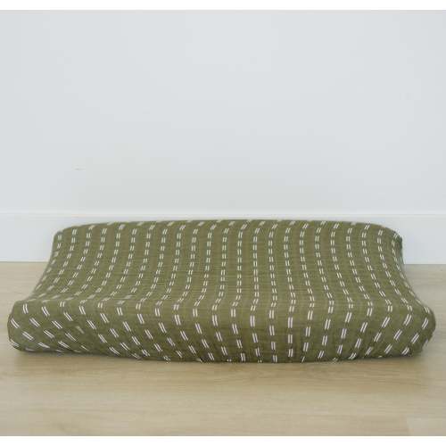 Olive Strokes Muslin Changing Pad Cover
