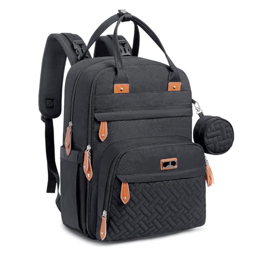 BabbleRoo Diaper Bag Backpack - Baby Essentials Travel Tote - Multi Function Waterproof Diaper Bag, Travel Essentials Baby Bag with Changing Pad, Stroller Straps & Pacifier Case - Unisex, Black