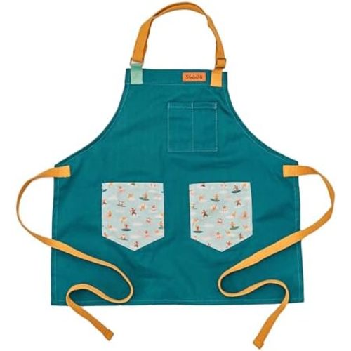 Kids Apron | Ocean Inspired Custom Kids Aprons for Cooking | Durable Cotton Apron for Kids w/Straps | Kids Painting Aprons