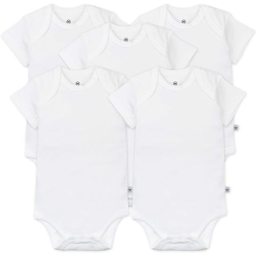 HonestBaby Baby Short Sleeve One-Piece 100% Organic Cotton Bodysuits (5 Pack)