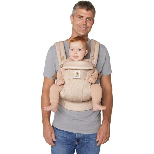 Ergobaby Omni Dream All Carry Positions SoftTouch Cotton Baby Carrier Newborn to Toddler with Enhanced Lumbar Support (7-45 lb), Natural Dots