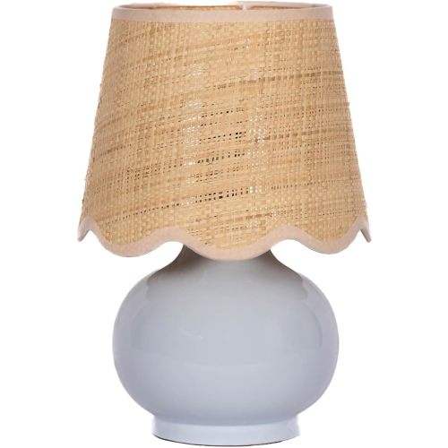 Benton Ceramic Table Lamp with Fabric Shade – 13" Bedside Accent Lamp for Bedroom, Living Room & Nightstand (Grey)