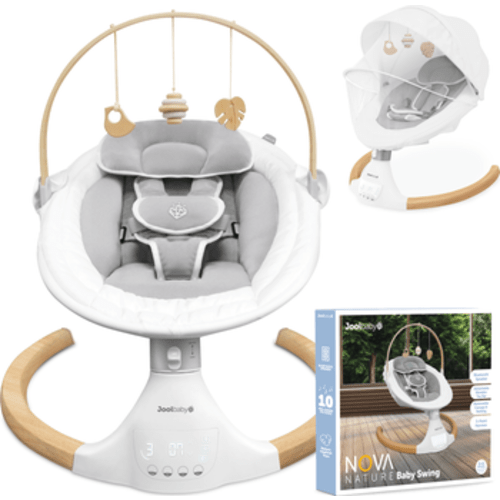 Nova Nature Baby Swing for Newborns - Natural Wood Toys, Electric Motorized Infant Swing, Bluetooth Music