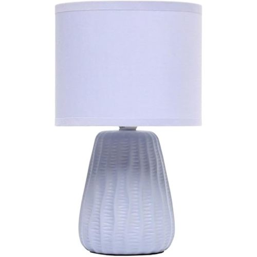 Simple Designs Ceramic Mini Lamp with Fabric Shade, Periwinkle, 11"H