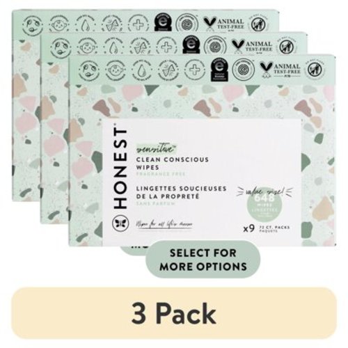 (3 pack) The Honest Company, Plant-Based Baby Wipes, Fragrance-Free, 648 Count (Select for More Options)