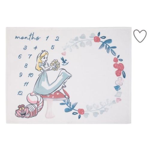 NoJo Disney Alice in Wonderland White, Pink, and Blue Cheshire Cat Super Soft Photo Op Milestone Baby Blanket