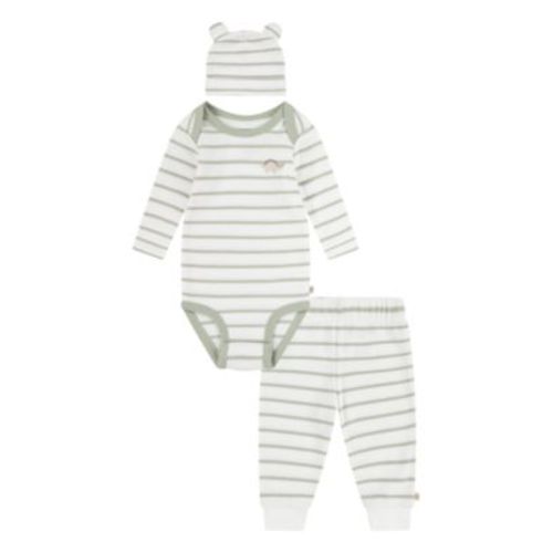 Baby Boys Cotton Waffle Bodysuit, Pants & Hat, 3 Piece Set
