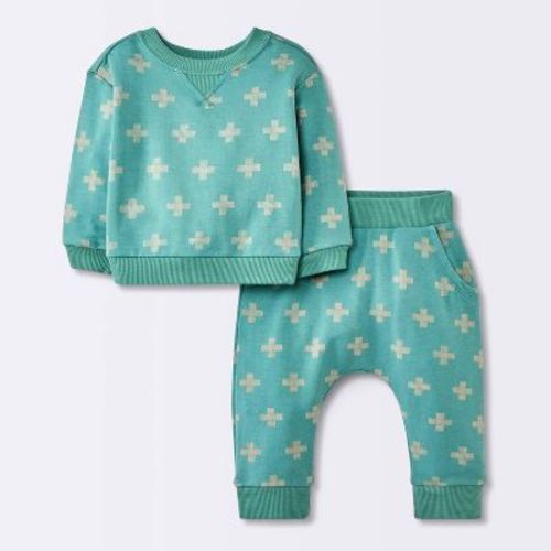 Baby Boys' 2pc Plus Sign Graphic Jogger Pants Set - Cloud Island™ Blue 0-3M