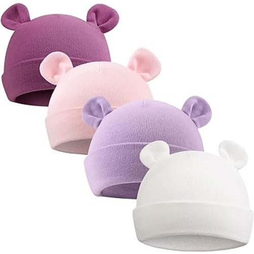 PESAAT Newborn Hospital Hat 0-12Months Preemie Boys Girls Beanie Solid Infant Baby Hats Autumn Winter