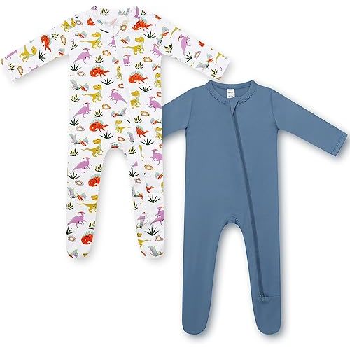 HAPIU Rayon from Bamboo Baby Footed Pajamas, 2 Way Zipper YKK, Footie for Baby Boy Girls, Newborn-24 Months