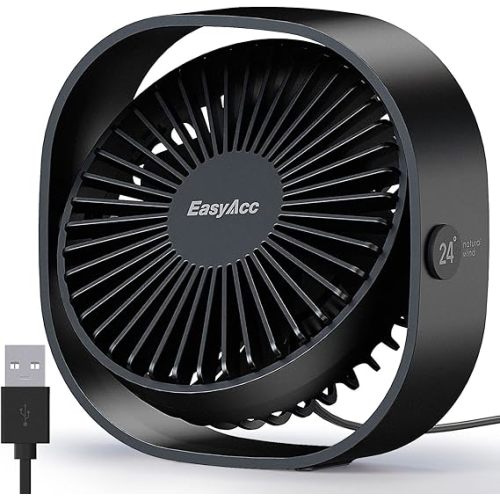 Slumber Pod Fan [360°Rotatable Head &Powerful ] 3 Speeds Portable Personal Table Travel Fan for Sleeping Desk Cruise Ship Dorm Bedroom Office Office (No Battery)