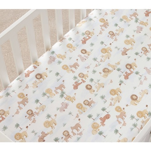 Lion Family Organic Crib Fitted Sheet