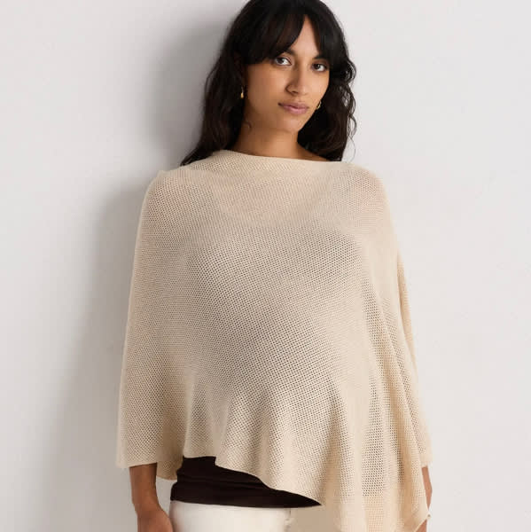 Lightweight Cotton Cashmere Nursing Shawl in Heather Oatmeal