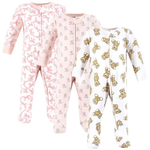 Hudson Baby Girls Cotton Sleep And Play, Pink Teddy Bear, 6-9 Months