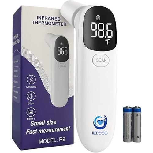 No-Touch Forehead Thermometer - Infrared Digital Thermometer for Adults, Kids and Babies | Fast, Accurate, Silent | 3-in-1 Contactless Temp Reader