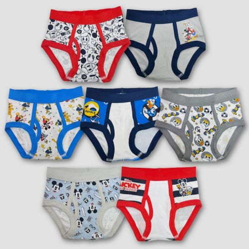 Toddler Boys' Mickey Mouse 7pk Briefs - 2T-3T: Classic Pattern Cotton Underwear, Full Waistband Elastic, Machine Washable