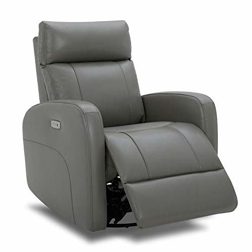 CHITA Genuine Leather Power Swivel Glider Recliner Chair, FSC Certified Double Layer Backrest Truck Armrest Recliner Chair Sofa for Living Room-Haze