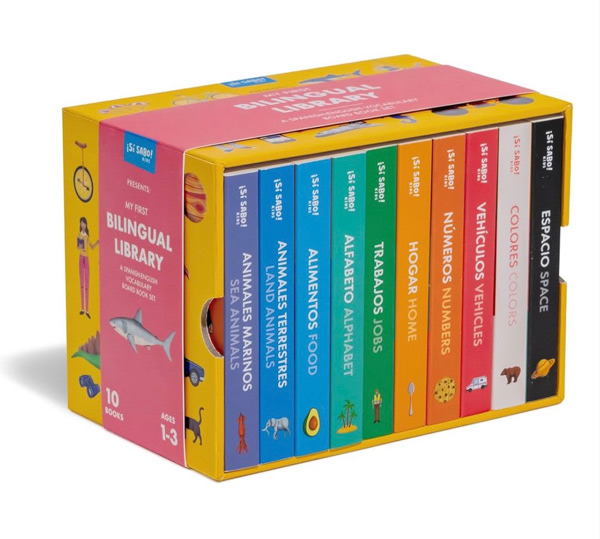 My First Bilingual Library: A Spanish-English Vocabulary Board Book Set of Colors, Numbers, Animals, ABCs, and More (Si Sabo Kids)