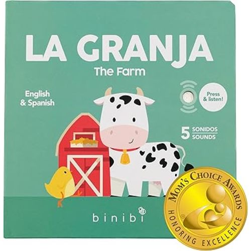 Binibi Spanish Books for Babies & Toddlers 1-3 La Granja Interactive Bilingual Sound Book with Farm Animal Sounds | Bilingual Children's Book | Spanish Learning for Kids | Libro en español para bebés