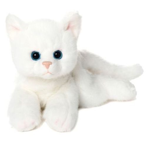 Bearington Lil' Muffin Small Plush Stuffed Animal White Cat, Kitten 8 inch, For Ages 3-14